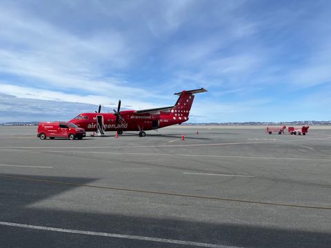 Air Greenland Dash 8 Airplane at Nuuk Airport